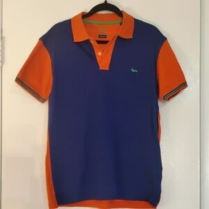 Men's Blue and Orange Polo Shirt